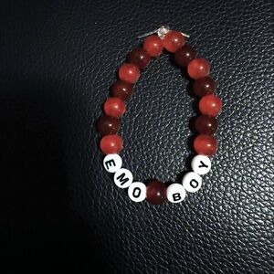 Red and White Beaded Bracelet